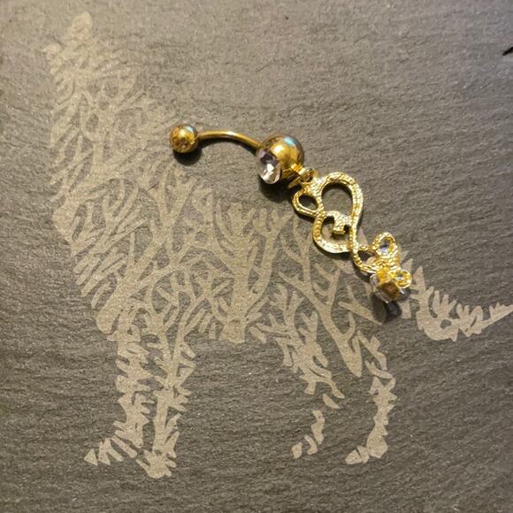 Stainless Steel Fancy Heart Belly Ring - Picture 3 of 3